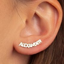 Benutzerdefinierte Punk Name Ohrstecker für Frauen Männer Edelstahl individuelle Ohrring weibliche personalisierte Ohrschmuck Geburtstagsgeschenk
