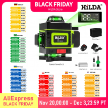 HILDA 16/12 Lines Laser Level Green Line SelfLeveling 360 poziome i pionowe Super potężny laserowy poziom zielonej wiązki