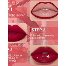 Lip Gloss Lip Liner Lip Oil 3pc/set: Matte Lipstick Waterproof Moisturizing Long Lasting Nude Y2K Christmas Valentine's Day Gift