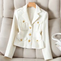 Frauen Blazer Herbst 2025, Neue Koreanische Temperament Tweed Anzug Jacke Damen Casual Büro Weibliche Blazer Oberbekleidung Tops