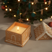 Christmas Sweet Gingerbread Cottage Candle Jar Silicone Mold DIY Handmade Concrete Jesmonite Candle Vessel Mould