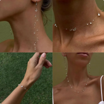 Water Drop Necklace Transparent Raindrop Earrings Minimalist Ice-Clear Dewdrop Jewelry for Women Elegant Accessories Gift