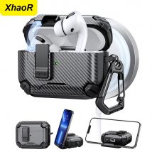 Earphone Cover For Airpods Pro 3 Case Full Body Protective Shockproof With Magnetic Security Lock Hook Phone Holder Earphone Box