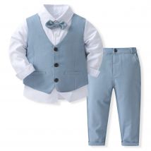 Abiti da gentiluomo Costume di compleanno per bambini Ragazzo Primavera Autunno Boutique Set di abbigliamento Gilet solido Abito per bambini Abiti formali in cotone