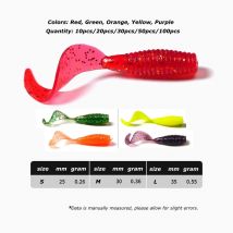 Wondersee 50 stücke Weichen Köder Wurm Angeln Locken 25mm 30mm 35mm PVC Bionic Coiled Schwanz Moggot Grub wobbler Karpfen Swimbait Großhandel