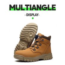 Leather Non Slip Work Boots for Men Rotating Button Safety Shoes Steel Toe Sneaker Male Puncture Proof Protective Boots