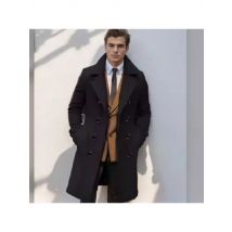 European New Fashion Men's Plus Size Casual Trendy Solid Color Simple Basic Double-breasted Wool Jackets Male Clothes Coats Tops