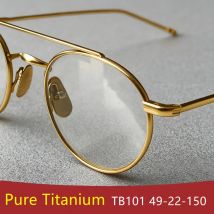 Double-beam Round Pure Titanium Glasses Frame TBX101 Men Women Aviator Brand Eyeglasses New York Design Circle Pilot Spectacles