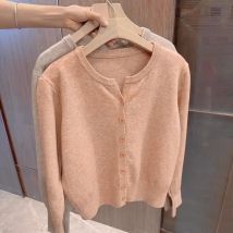 2026 Neue Mode Damen Fleece-Strickpullover Locker Sitzender Kurzer Kaschmir-Pullover mit Rundhals Warme Koreanische Lässige Damen-Strickjacke Oberbekleidung