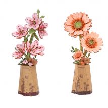 Robotime Fiore in legno fai-da-te Falena viola Fiore di orchidea Tulipano rosa Camomilla Artigianato Fiore in legno Regalo per mamma Moglie Amici