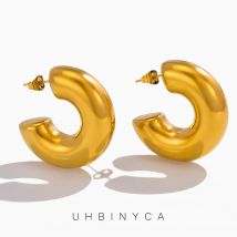 10 mm dicke runde Creolen für Damen, hohler Edelstahl-Tagesschmuck