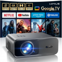 Wimius Projektor 4K 1200ANSI Google TV BT5.2 Projektoren Full HD 1080P Keyston Beamer 20W Lautsprecher Heimkino Laserprojektor