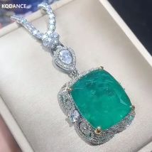 KQDANCE Frau Labor Smaragd Edelstein Edelstein Anhänger Für Alle-spiel CZ Diamant Tennis Kette Halsketten mit Grün Stein Hochzeit schmuck