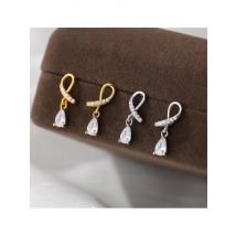 INZATT Real 925 Sterling Silver Zircon Water Drop Stud Earrings For Fashion Women Party Fine Jewelry Cute Accessories Gift