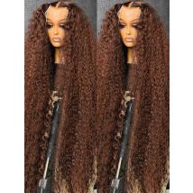 Parrucche ricci profondi Capelli umani Marrone cioccolato 13x4 13x6 Parrucca frontale in pizzo HD Parrucca anteriore in pizzo colorato con onda d'acqua per le donne 30 36 pollici