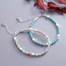 925 Sterling Silber Armband Blau Lila Schwarz Grün Jade Achat Stein Für Frau Mädchen Mode Schmuck Geschenk Dropship Großhandel