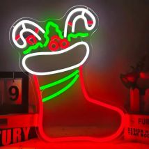 Weihnachtsstrumpf-Neonschild, Weihnachts-LED-Neonschild, geeignet für Schlafzimmer, Wohnzimmer, Wanddekoration, geeignet für Weihnachtsfeiern