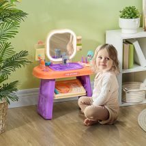 Toeletta AIYAPLAY Tavolo Dreiing per bambini con specchio, luce LED, musica viola