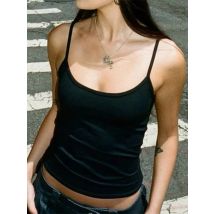 Grundlegende Solide Camis Sommer Casual Ärmellose Spaghetti Strap Top Frauen Harajuku Alle-spiel Gestellte Tops y2k Vintage Kleidung