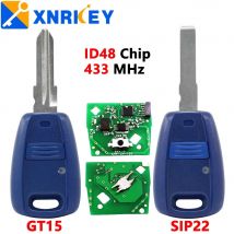 XNRKEY SIP22/GT15R Chiave telecomando a lama per Fiat Punto Doblo Bravo Blu/Nero ID48 Chip 433 Mhz Fob 1 pulsante