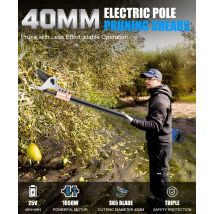 Professional Fixed Length Tree Pruner High Branch Cutter, 25V 4AH Battery,SK5 Steel Blade for Trimming Tall Trees, Fruit Picking