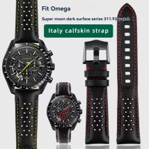 21 mm schwarzes rotes Uhrenarmband für Omega Dark Side of the Moon Speedmaster 311.92.44 Faltschließe Herrenarmband-Zubehör