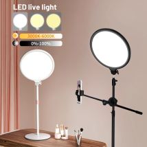 LUXCEO R8 LED-Videoleuchte, rundes Selfie-Ringlicht, dimmbar, Fotografie-Beleuchtung, Panel-Lampe für Konferenzen, Schießen, Live, mit Ständer