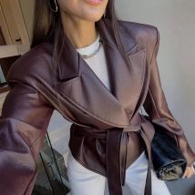 Herbst Winter Damenbekleidung Motorrad Cool Strap Temperament Lederjacke 2025, neue Damen mit Gürtel, Bikerjacke, Damenmantel