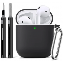 Airpods Case Cover 2&1 with Cleaner Kit,Soft Silicone Protective Case for Apple AirPods 2nd/1st Generation Charging Case with Ke