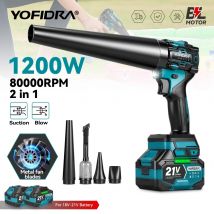 YOFIDRA 80000 U/min Bürstenlosen 2IN1 Elektrische Turbo Fan Cordless Luft Gebläse & Saug Blatt Schnee Staub Reiniger Werkzeug Für makita Teig Pin