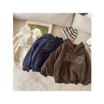 Children Autumn Winter Letter Plus Warm Hoodies Set Boy Girl Baby Fleece Thick Tops+Pants 2pcs Kid Cotton Sweatshirt Suit