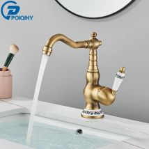 Antiker Messing-Badezimmer-Wasserhahn, drehbarer Auslauf, Waschbecken, Waschbecken, Mischbatterie, Badezimmer, Küche, Waschbecken, Wasserhähne, Küchenmischer