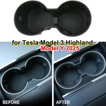 Für Tesla Modell 3 Highland 2024 Wasser Tasse Halter Einsatz Zentrale Konsole Organizer TPE Lagerung Box Modell Y2025, Auto zubehör