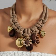 Statement-Perlen-Halskette, Blumen- und Kugeln für Frauen, Mädchen, Hochzeit, Party, Schmuck