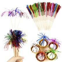 30/50 sztuk fajerwerki Cupcake Toppers folia falbana wykałaczki świąteczne dekoracje na ciasto wykałaczki na przyjęcie z okazji ukończenia szkoły wielokolorowe