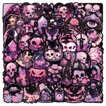 10/30/50 Stück Gothic Horror Rosa Schwarz Totenkopf Graffiti Aufkleber Laptop Notebook Kühlschrank Koffer Wasserdicht Coole Scrapbook Aufkleber