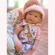 Muñeca Reborn de bebé de silicona sólida, lavable y con boca abierta, 33cm, con 2 juegos de tela, tacto suave, muñecas Reborn bonitas y realistas