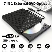 7-in-1 USB Typ C Externer DVD-Brenner CD-Player Disk Drive Reader Writer Optisches Laufwerk für Laptop Desktop-Computer Windows Linux