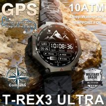 T-Rex 3 Grado Ultra Militare GPS Astuto Della Vigilanza 10ATM Bussola Impermeabile Altimetro Barometrico AMOLED Uomini HD Chiamata Sport Smartwatch