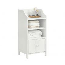 SoBuy BZR56-W Mobiletto da bagno Armadietti autoportante con 3 Ripiani e 2 Ante, Mobiletto portaoggetti Bianco 41x36x86 cm