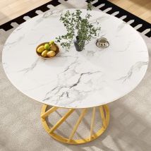 Round Dining Table Kitchen Table, Round Coffee Table For 4, Suitable For Dining Room,Living Room,MDF Marbled Table Top80×80×76cm
