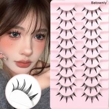 10 Paar künstliche Cartoon-Augenwimpern mit transparenten Stielen und spitzen Spitzen für Cosplay Little Demons