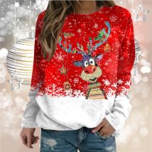 Weihnachten Hirsch Element Muster Frauen Mode T-Shirts Herbst Winter Langarm 3d gedruckt Weihnachten Stil Damen Tops plus Größe