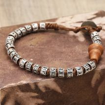 Gioielli in stile tibetano Bracciale con zucca di buon auspicio Meditazione curativa Simbolo fortunato Bracciale da uomo artigianale Regalo perfetto