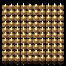 Candlium 100 Pack Warm Yellow Flameless LED Tea Lights Candles Battery Operated 200+ Hours For Votive Aniversary Wedding Decor