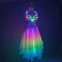 LED Farbe Lichter Frauen Bauchtanz Split Rock Sexy Professionelle Bauchtanz Training Kleidung Tanzen