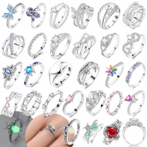 Original 925 Sterling Silver Rings for Women Love Heart Engagement Wedding Stackable Crystals Ring Gold Luxury Fine Jewelry Gift