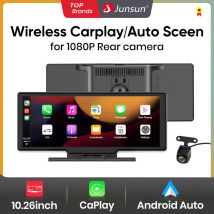 Junsun 10.26" 7” Wireless CarPlay Android Auto Car Radio 4K Dash Cam Rearview Camera Wifi GPS Navigation Video Recorder
