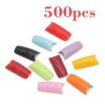 Kimcci 500pcs Candy Color French False Nail Tips Artificial Fake Nails Art Acrylic Manicure Tools Makeup Beautiful Black Pink
