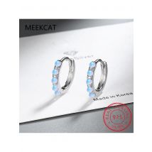 Round Natural Colorful Moonstone 925 Sterling Silver Hoop Earrings for Woman Gemstone Fine Jewelry Huggies Wedding Party Gift